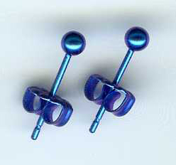 3mm titanium post earring anodized teal