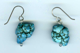 hypoallergenic turquoise nugget earrings