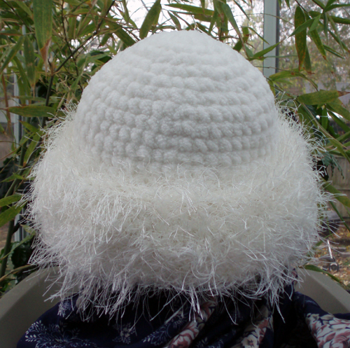 custom basic brim crochet hat side view