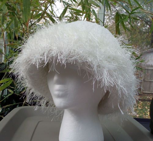 custom basic brim crochet hat side view
