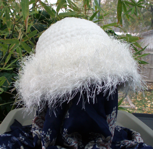custom basic brim crochet hat side view
