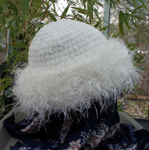 custom basic brim crochet hat side view