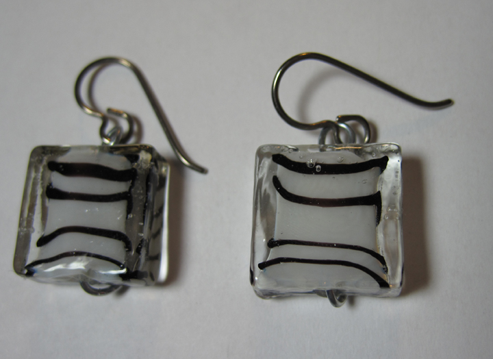 hypoallergenic glass lozenge bead earrings