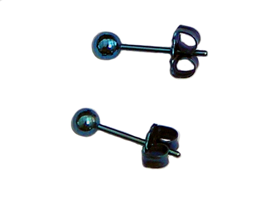 3.5mm anodized blue titanium ball post earrings