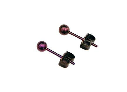 pink anodized 3.5mm titanium ball post earrings