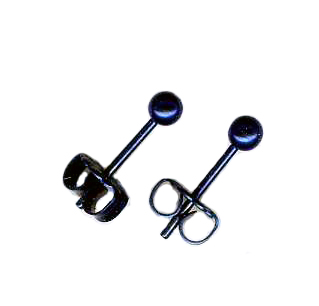 3mm titanium ball post earrings blue