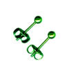 3mm titanium ball post earrings green