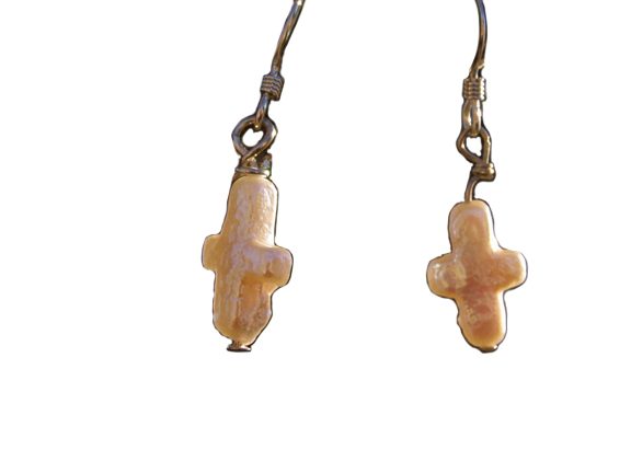 handcrafted pearl cross hypoallergenic earrings 
