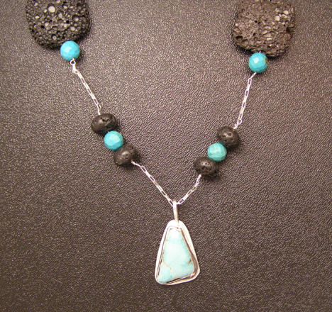 designer lava and turquoise necklace