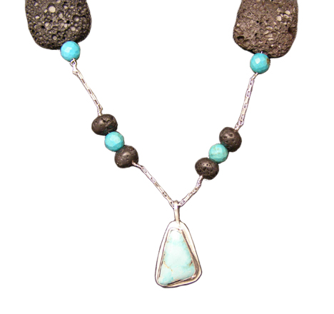 designer lava and turquoise necklace