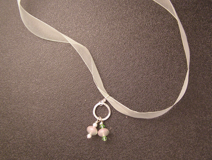 designer czech glass bead organza ribbon necklace