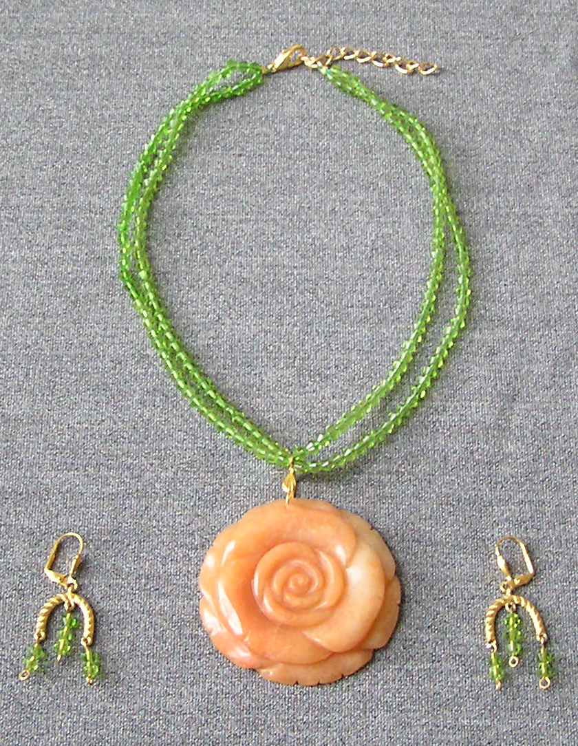 aventurine and green crystal necklace