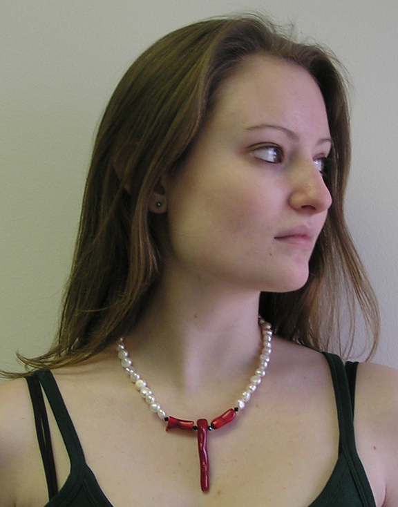 designer pearl and coral necklace