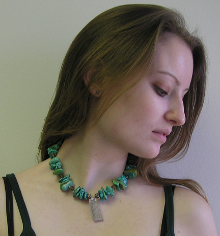 handcrafted designer turquoise chunk necklace