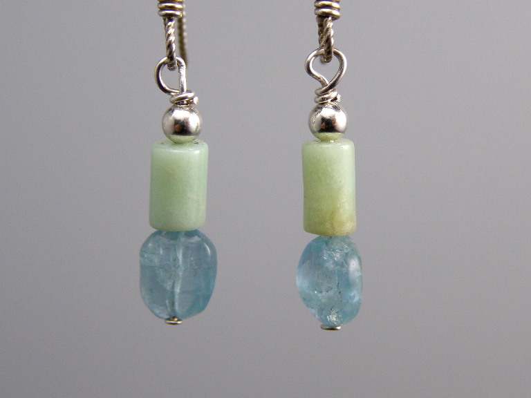 handcrafted hypoallergenic aquamarine chrysoprase  earrings