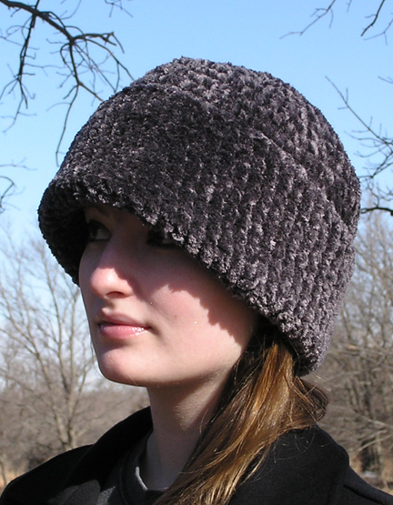 handcrafted chenille basic brim crocheted hat