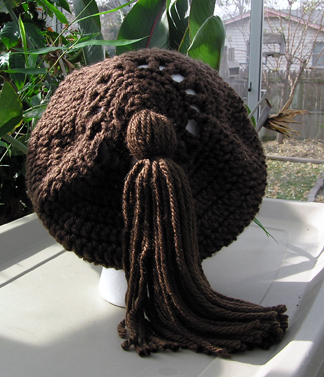 Custom Crochet Beret in brown view 2
