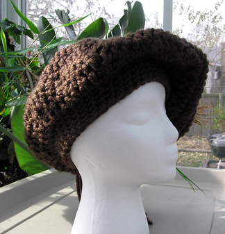Custom Crochet Beret in brown view 2