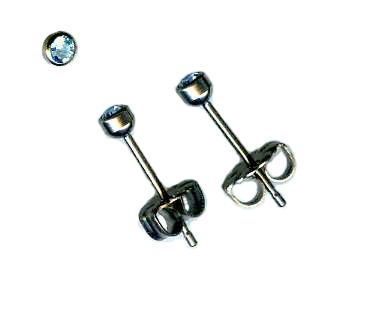 3mm blue crystal titanium post earrings