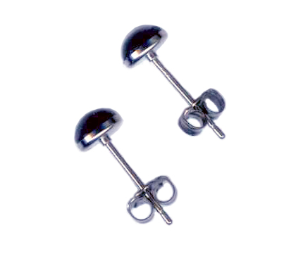 6mm blue sapphire cab titanium post earrings