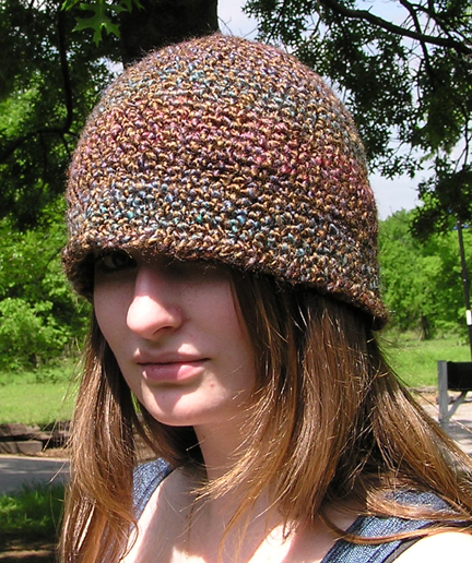 Flapper style hand made crocheted hat
