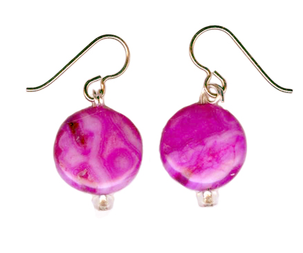 fuschia crazy lace agate hypoallergenic earrings