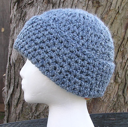 custom basic brim crochet hat side view