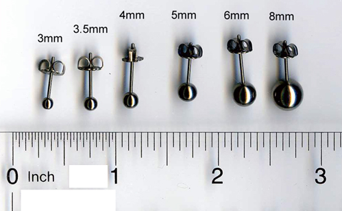 earrings size chart