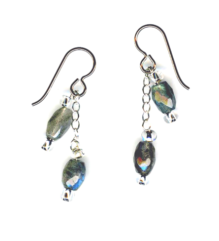hypoallergenic labradorite bead earrings