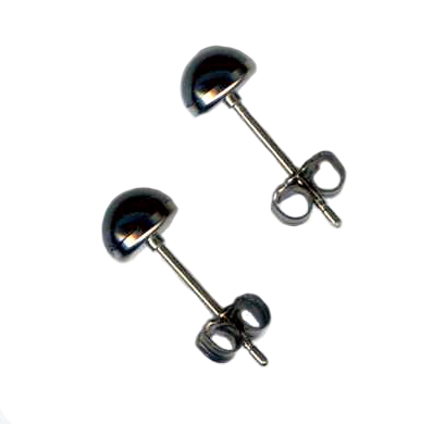 6mm hematite cab titanium post earrings