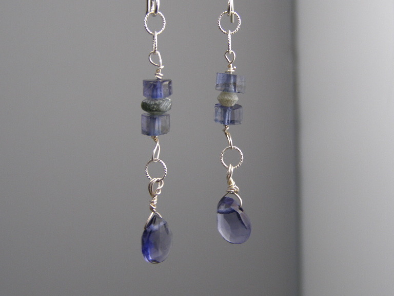 hypoallergenic roman glass iolite earrings