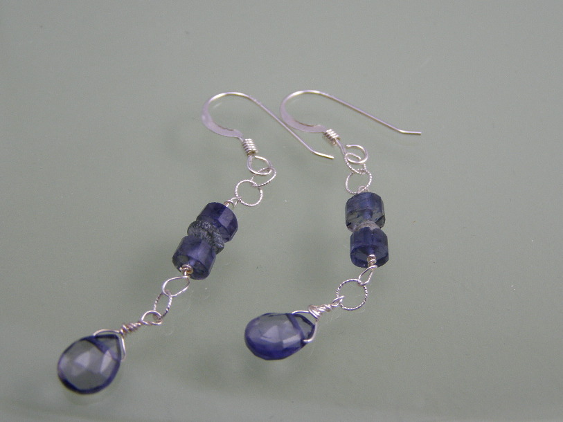 hypoallergenic roman glass iolite earrings