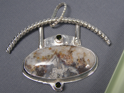designer lace agate tourmaline pendant