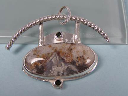 designer lace agate tourmaline pendant