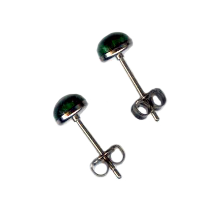 6mm malachite cab titanium post earrings