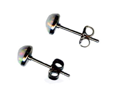 6mm opal titanium post earrings