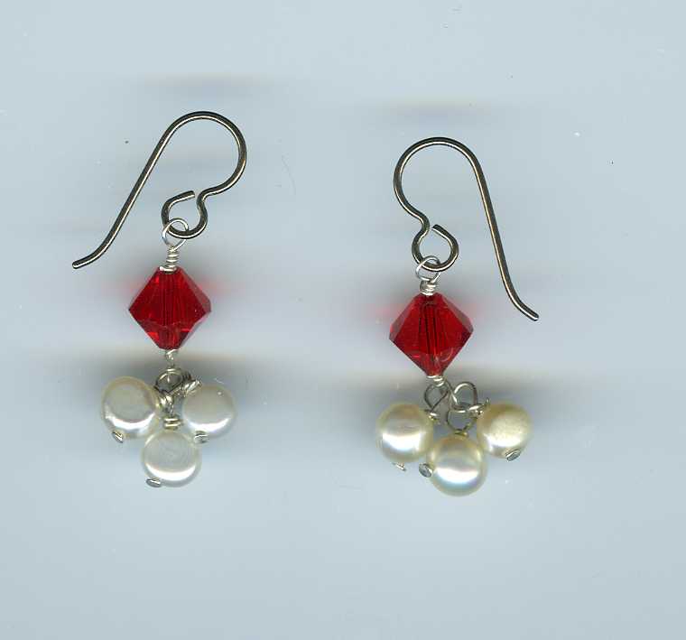 hypoallergenic pearl and swarovski crystal earrings