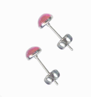 6mm pink sapphire cab titanium post earrings