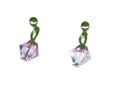 3mm titanium ball post earrings with violet Swarovski Crystal drops
