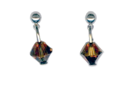 3mm titanium ball post earrings with topaz Swarovski Crystal drops