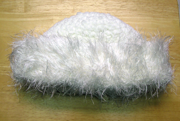 plush winter hat with eyelash yarn brim