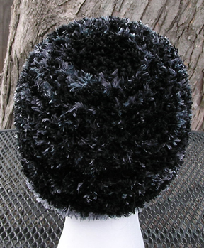 custom patterned faux fur crochet hat back view