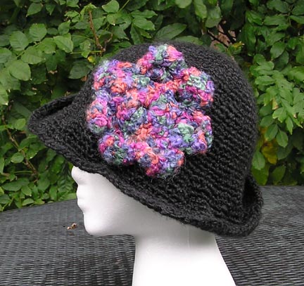 custom crochet hat with zen flower