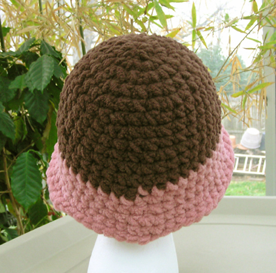 Plush flapper style hand made crocheted hat