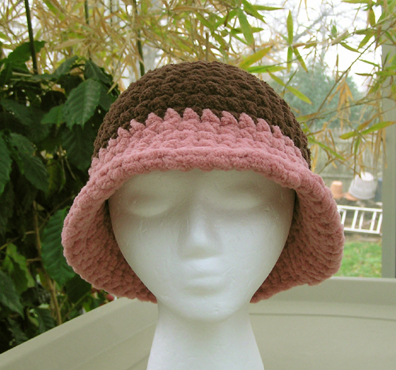 Plush flapper style hand made crocheted hat