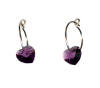 titanium sleeper earrings with amethyst swarovski heart beads