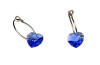 titanium sleeper earrings with blue swarovski crystal hearts