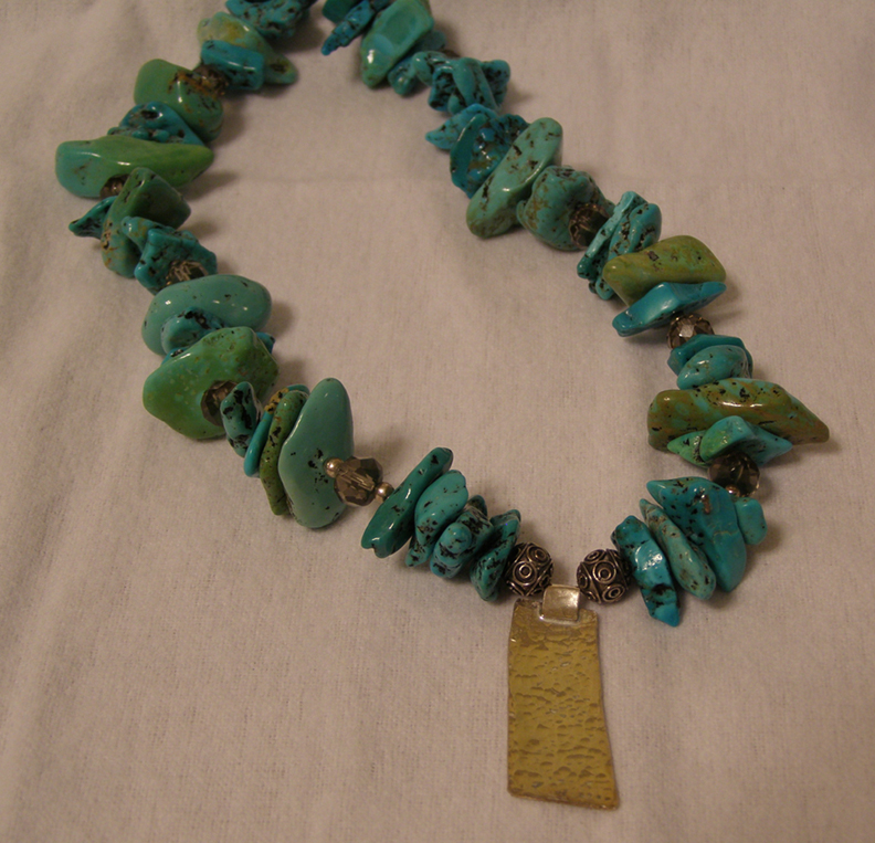 handcrafted designer turquoise chunk necklace