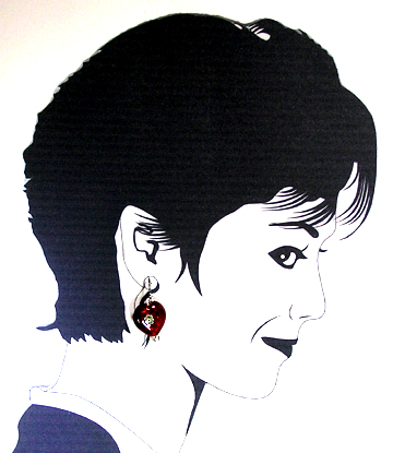 glass heart earrings