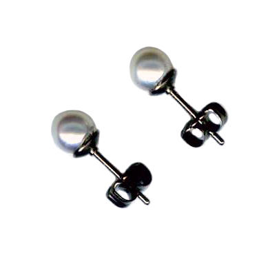 5mm white pearl titanium post earrings